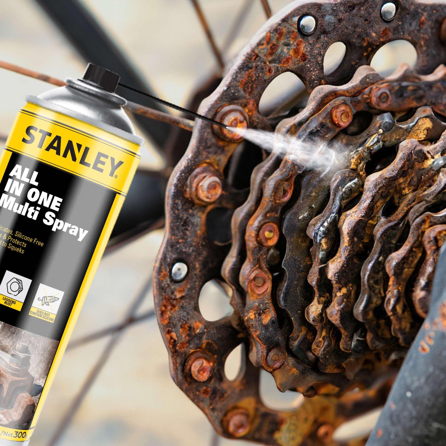 STANLEY Corrosion Inhibitor Spray - Rust Remover&Cleaner Aerosol - Versatile Rust Prevention Spray for Garage, RV, Woodworking, Power Tools - 11 Oz, STANLEY