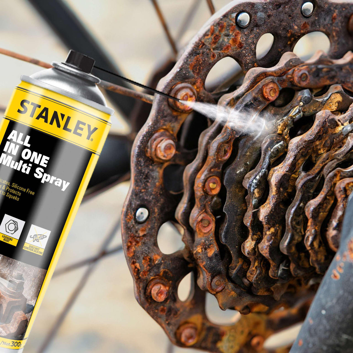 STANLEY Corrosion Inhibitor Spray - Rust Remover&Cleaner Aerosol - Versatile Rust Prevention Spray for Garage, RV, Woodworking, Power Tools - 11 Oz, STANLEY