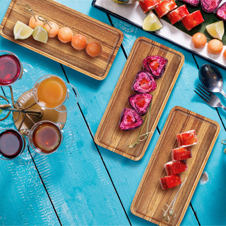 Acacia Wood Serving Trays, Set of 3 Wooden Serving Platters for Home Decor, Food, Cheese, Fruit, Vegetables, Charcuterie, Appetizer Serving Tray(11.8 Anyvape