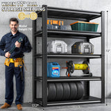 REIBII 72" H Garage Shelving Heavy Duty Garage Storage Shelves 2050LBS Wide Metal Shelving Unit Adjustable 5 Tier Heavy Duty Shelving for Garage REIBII