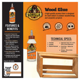 Gorilla Wood Glue, 8 Ounce Bottle, Natural Wood Color, (Pack of 2) Gorilla