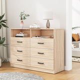 Bigbiglife 6 Drawer Dresser with Open Storage, Natural Wood Dresser, Modern Double Dresser for Bedroom, Living Room, Entryway, Light Oak Bigbiglife