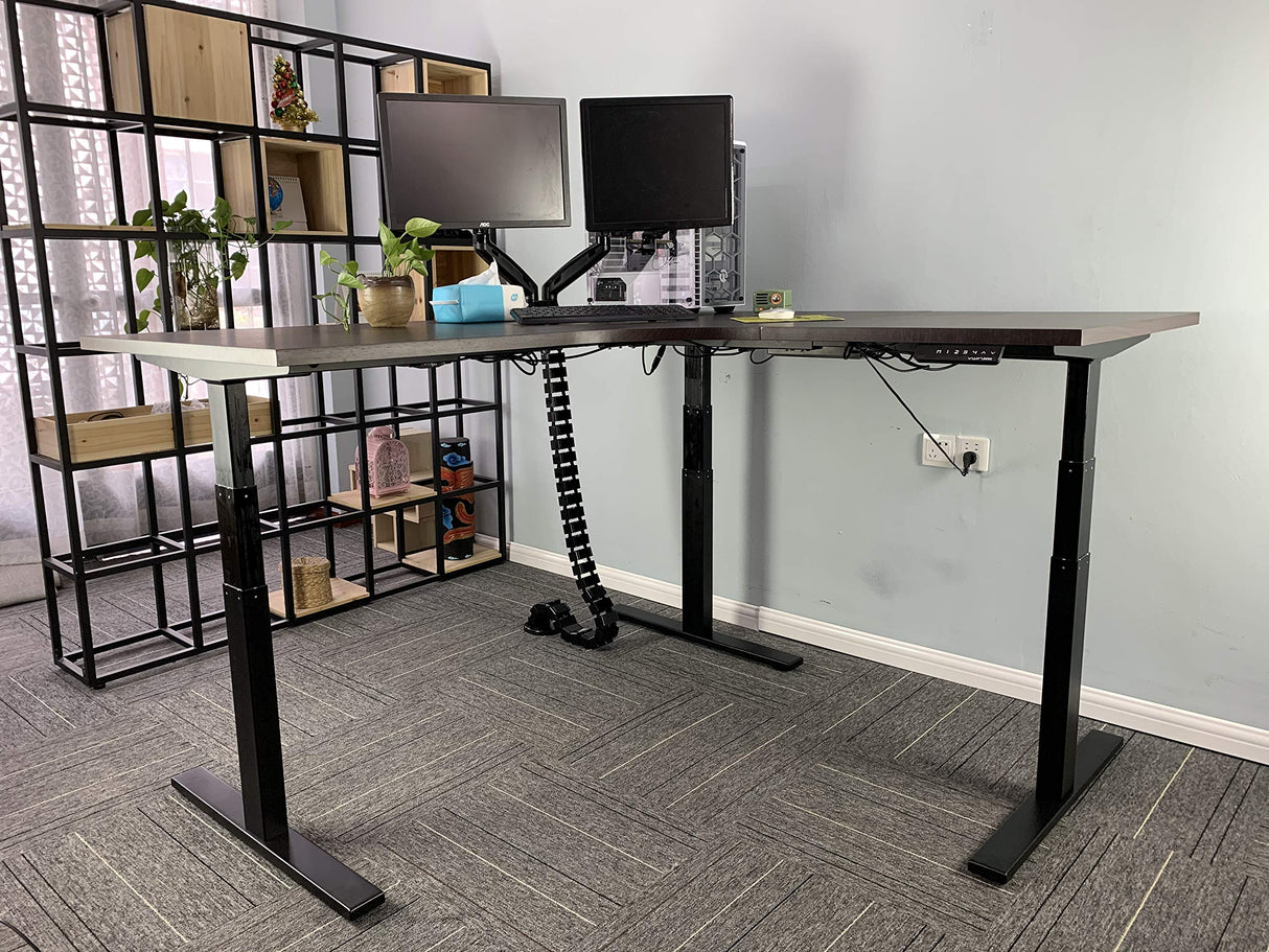 VWINDESK VJ301 L Shaped Electric Height Adjustable Standing Corner Desk Frame Only W/Triple Motor, Ergonomic Sit Stand Up Height Adjustable Steel VWINDESK