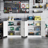 STANI Metal Storage Cabinet with 2 Adjustable Shelves, Steel Counter Cabinet with Lockable Doors for Home Office Warehouse Garage (White, 36" H-Style STANI