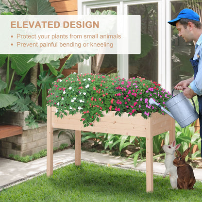 Outsunny Raised Garden Bed with Legs, 48" x 22" x 30", Elevated Wooden Planter Box, Self-Draining with Bed Liner for Vegetables, Herbs, and Flowers