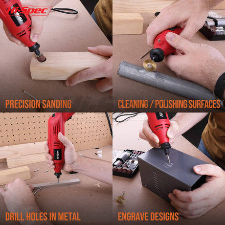 Hi-Spec Power Rotary Tool Kit Set 130W with 121 Piece Dremel Compatible Bit Accessories. Drill, Cut, Trim, Grind & Sand in DIY Repairs, Hobbies & Hi-Spec