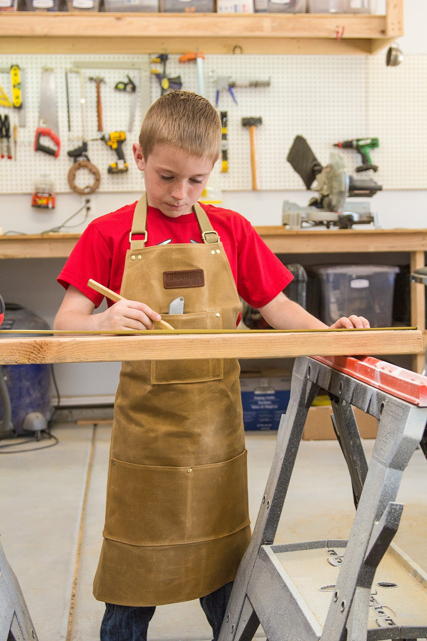 TorxGear Kids Child's Work Apron - Waxed Canvas Tool Apron - Craftsmen Quality Heavy Duty Safety Smock - WoodArtSupply