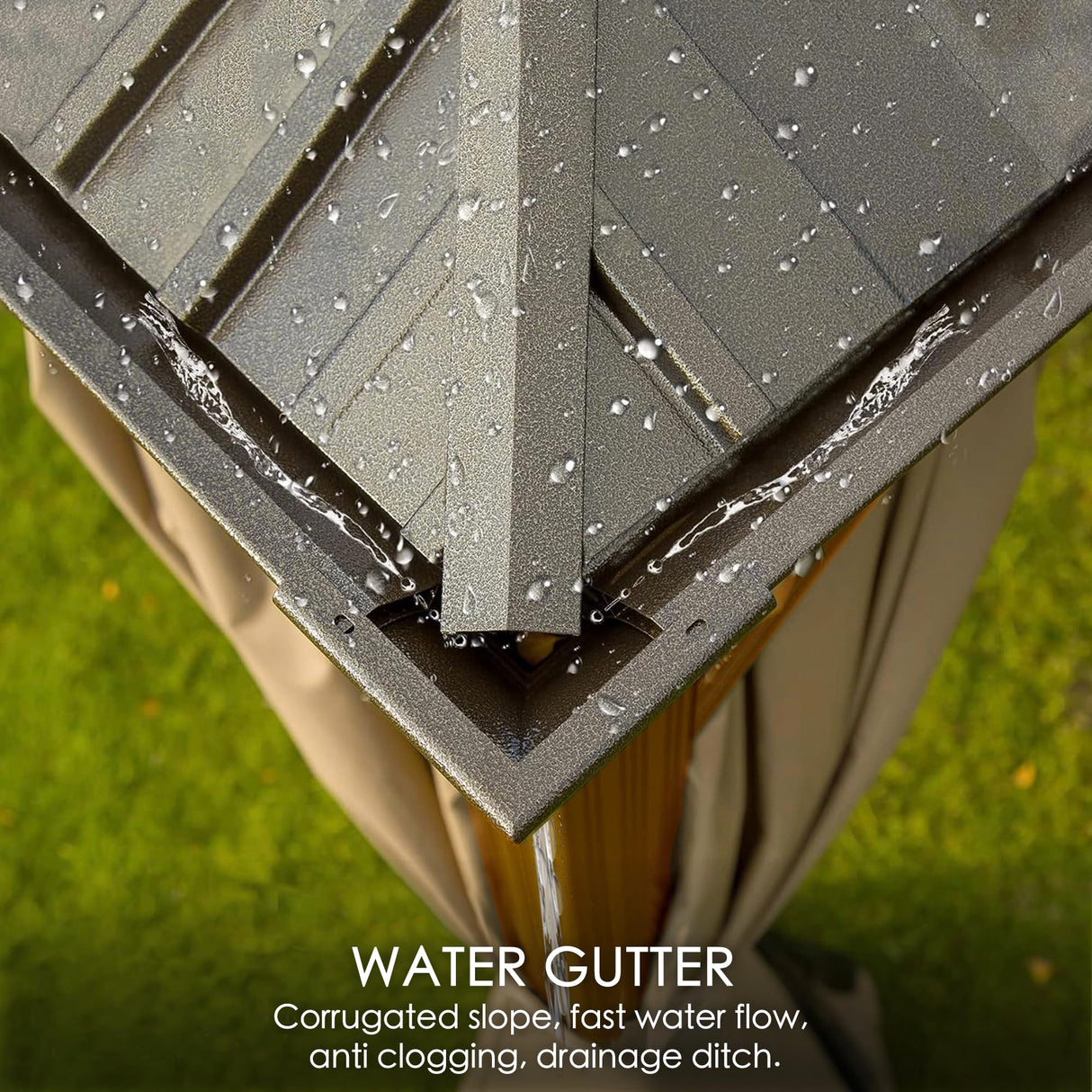 Kozyard Apollo 10’x12’ Hardtop Gazebo, Wooden Coated Aluminum Frame Canopy with Galvanized Steel Double Roof, Outdoor Permanent Metal Pavilion with Kozyard