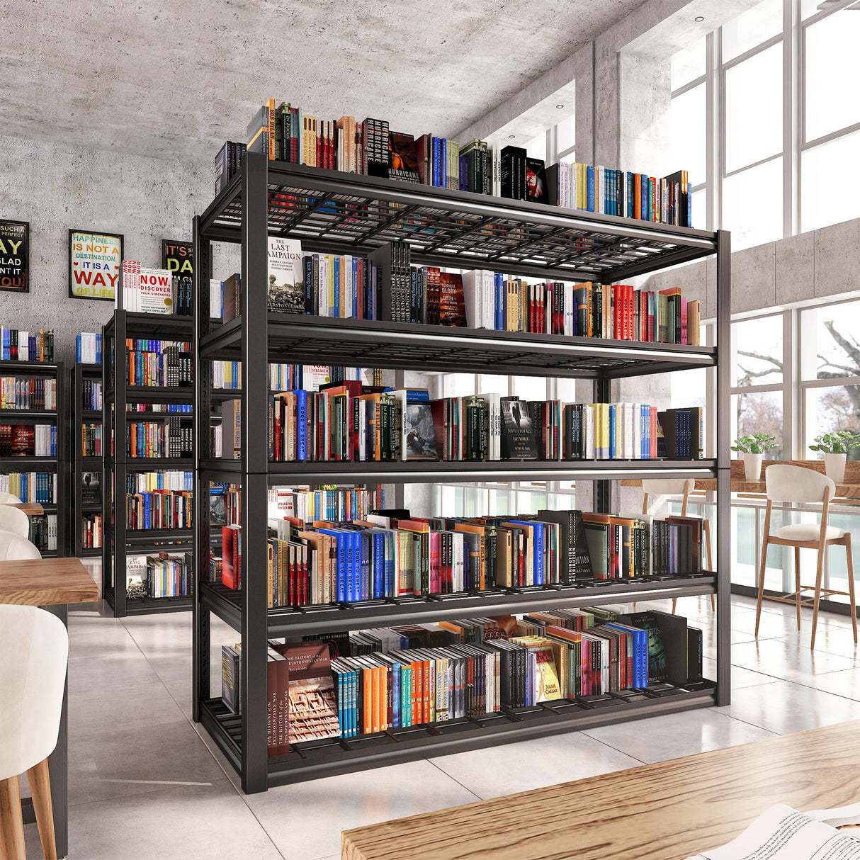 REIBII 48.2''W Garage Shelving 3000LBS Heavy Duty Storage Shelves 72''H Adjustable 5 Tier Metal Shelving for Garage Storage Rack Industrial Shelves REIBII