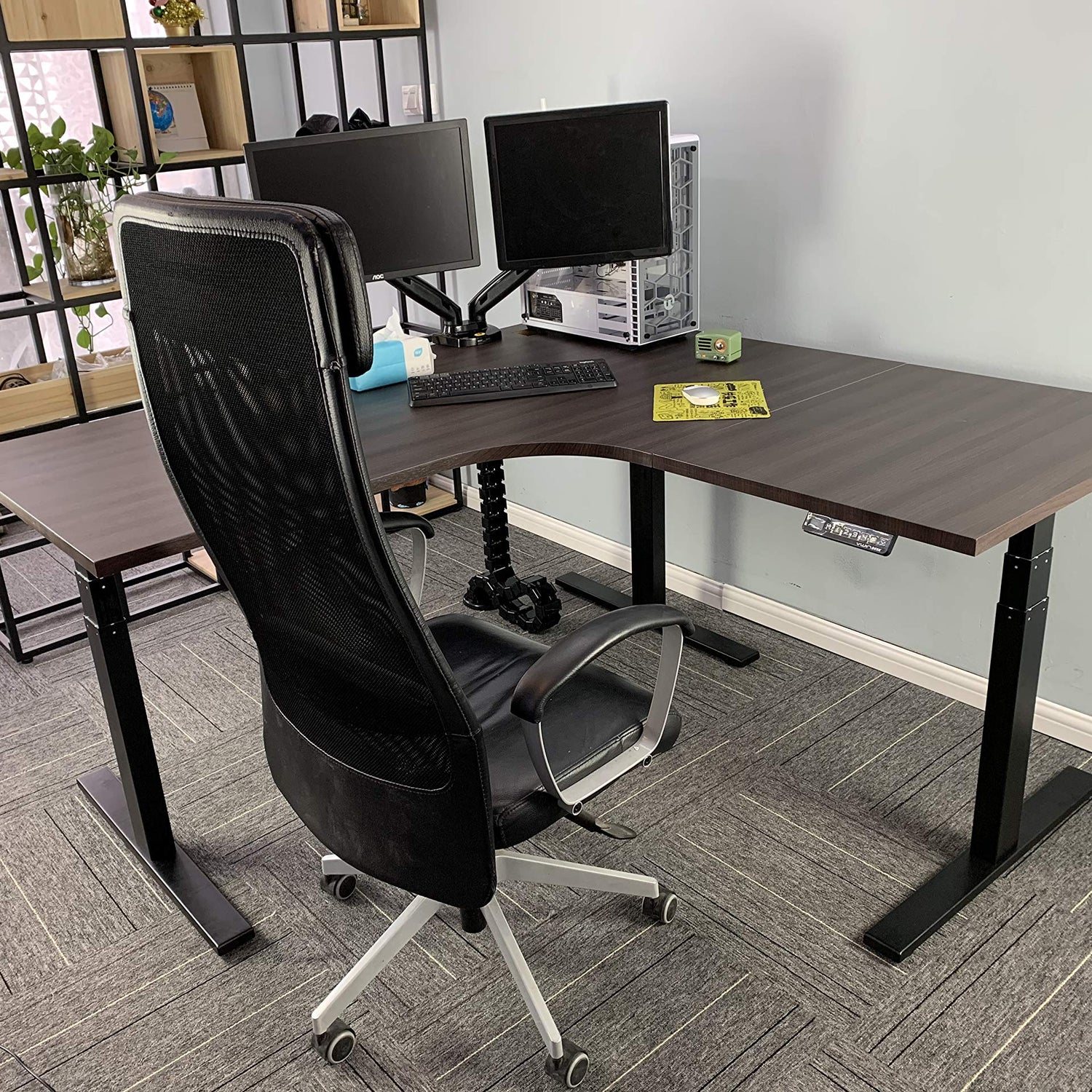 VWINDESK VJ301 L Shaped Electric Height Adjustable Standing Corner Desk Frame Only W/Triple Motor, Ergonomic Sit Stand Up Height Adjustable Steel VWINDESK