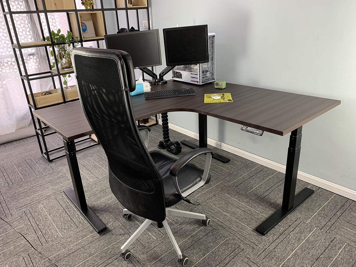 VWINDESK VJ301 L Shaped Electric Height Adjustable Standing Corner Desk Frame Only W/Triple Motor, Ergonomic Sit Stand Up Height Adjustable Steel VWINDESK