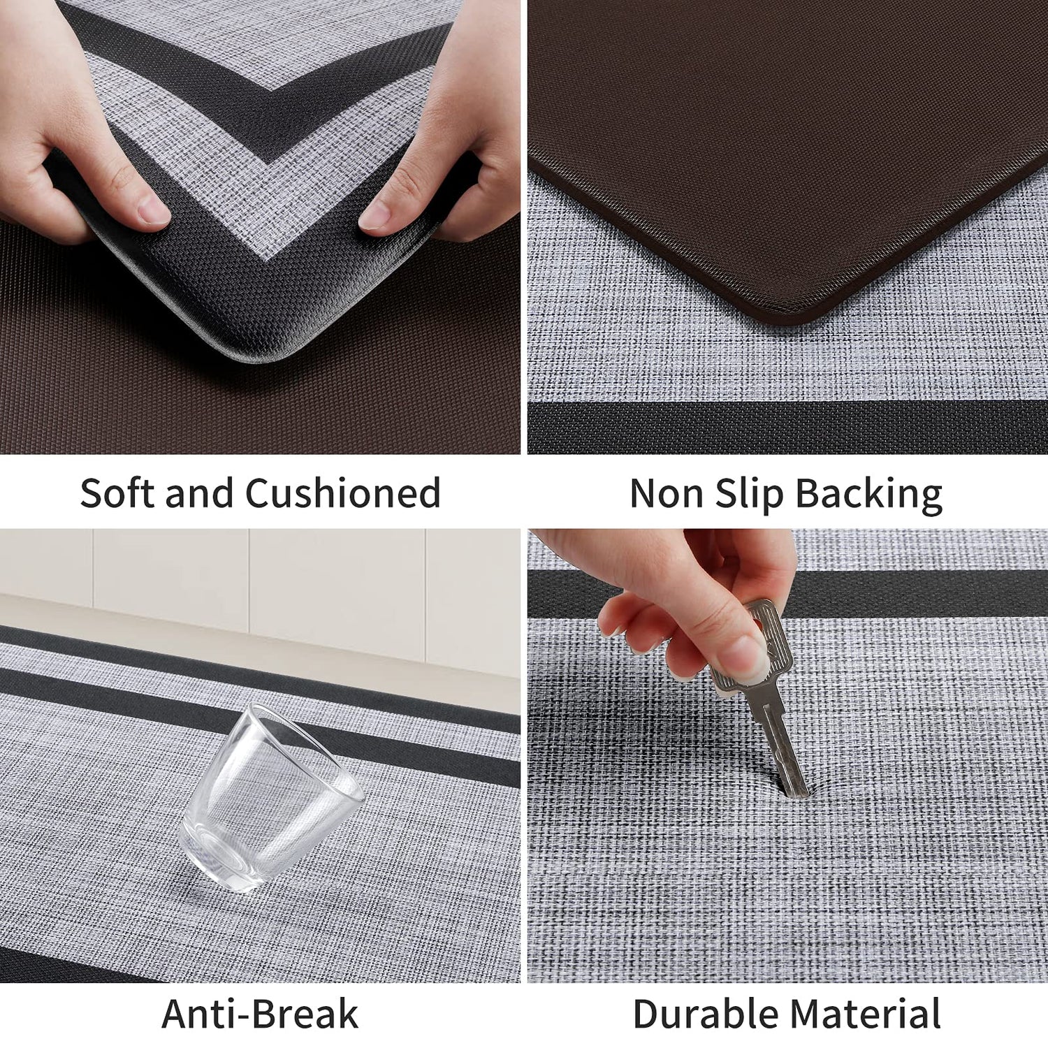 Mattitude Kitchen Mat [2 PCS] Cushioned Anti-Fatigue Non-Skid Waterproof Rugs Ergonomic Comfort Standing Mat for Kitchen, Floor, Office, Sink, Mattitude