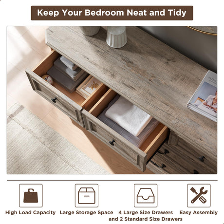 T4TREAM Farmhouse 7 Drawers Dresser Chests for Bedroom, Wood Rustic Tall Chest of Drawers, Dressers Organizer for Bedroom, Living Room, Hallway, T4TREAM