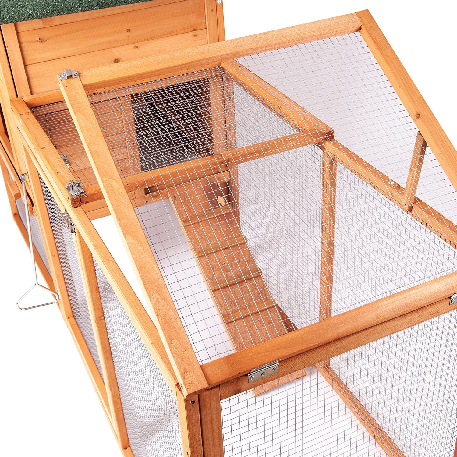 Chicken Coop Outdoor Wooden Rabbit Hutch Poultry House with Chicken Run Cage, Egg Box & Waterproof Roof (80") ECOLINEAR