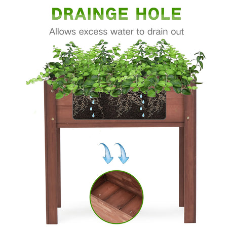 Raised Garden Bed with Legs (31x16x31''), Solid Wood Elevated Planter Box for Outdoor Wood-Natrl