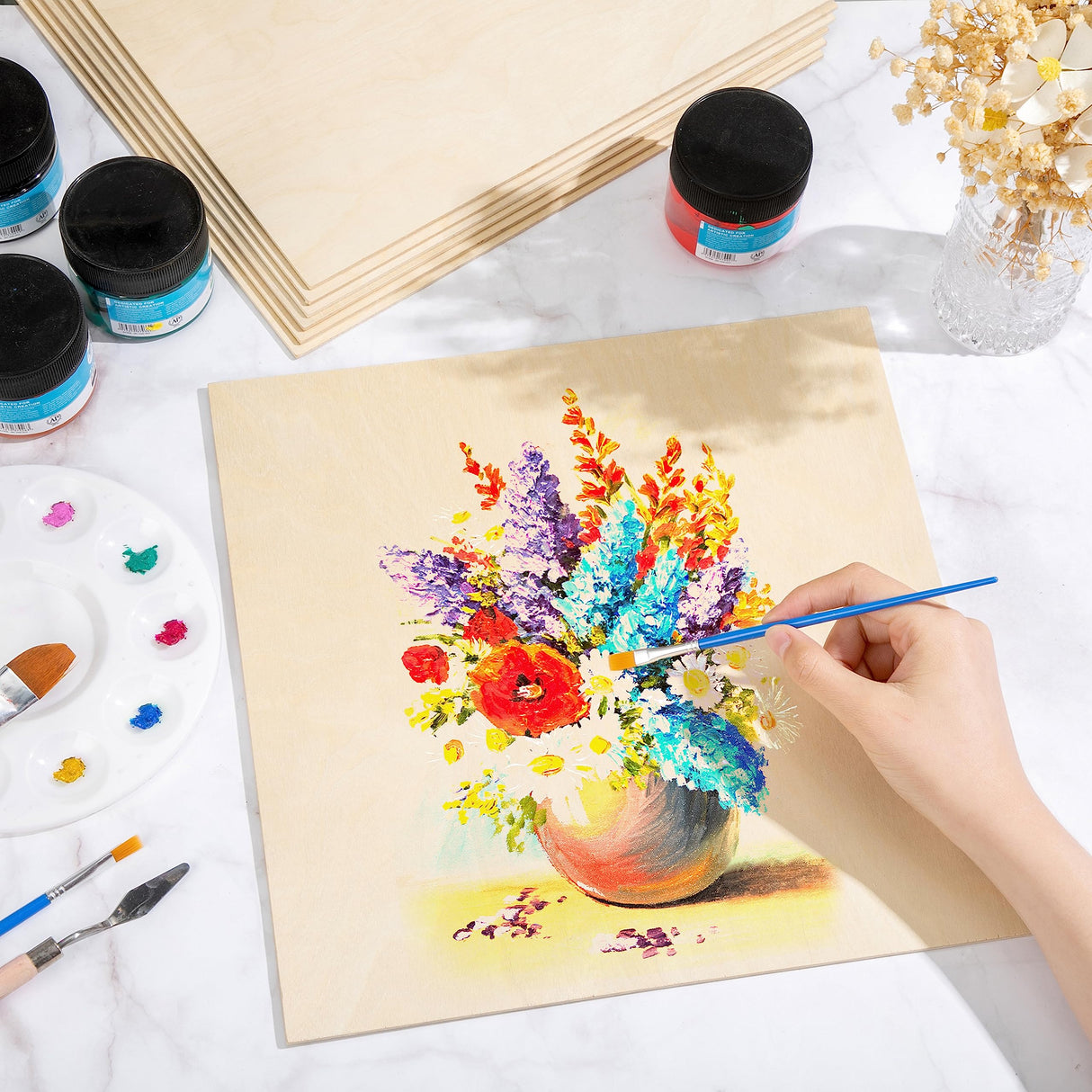 Baltic Birch Plywood - 1/8 Inch Thickness - 12" x 12" Square Wood Sheets for Laser Cutting, CNC Cutting and Crafts - Pack of 20 TX liteart