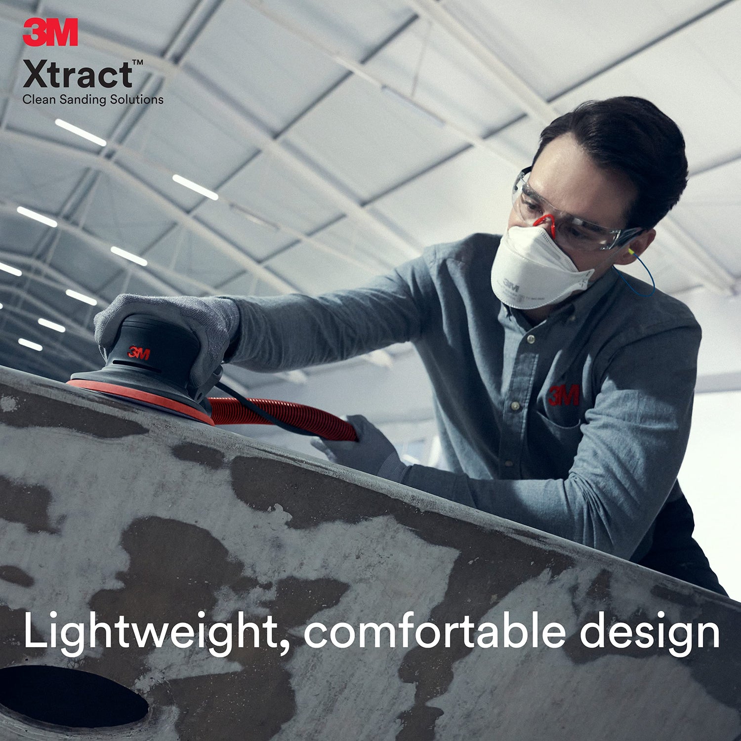 3M Xtract Electric Random Orbital Sander, Ergonomic and Lightweight ROS, 88758, 5 in, Central Vacuum, 3/16 in Orbit, 110V, 350W Motor, Metal Xtract