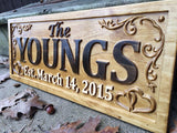 Personalized Family Name Sign Wedding Gift Custom Carved Wooden Signs Last Name Décor Established Wood Plaque 3D Engraved Couple 5 Year Anniversary 3D Woodworker