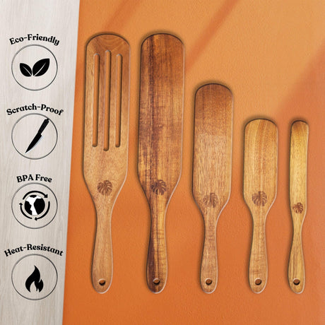 As Seen On TV, Spurtles Kitchen Tools Wooden, Plantéa Handmade Wooden Spoons for Cooking, Heat Resistant Wooden Spurtle Set Cooking Utensil For PLANTÉA