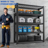 REIBII 72''H Garage Shelving Heavy Duty Garage Storage Shelves 2000LBS Heavy Duty Shelving Adjustable 5 Tier Metal Shelves for Storage Rack,Garage REIBII