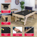 GoSports 8 ft Pool Table with Wood Finish - Modern Billiards Table with 2 Cue Sticks, Balls, Rack, Felt Brush and Chalk - Choose Your Style GoSports