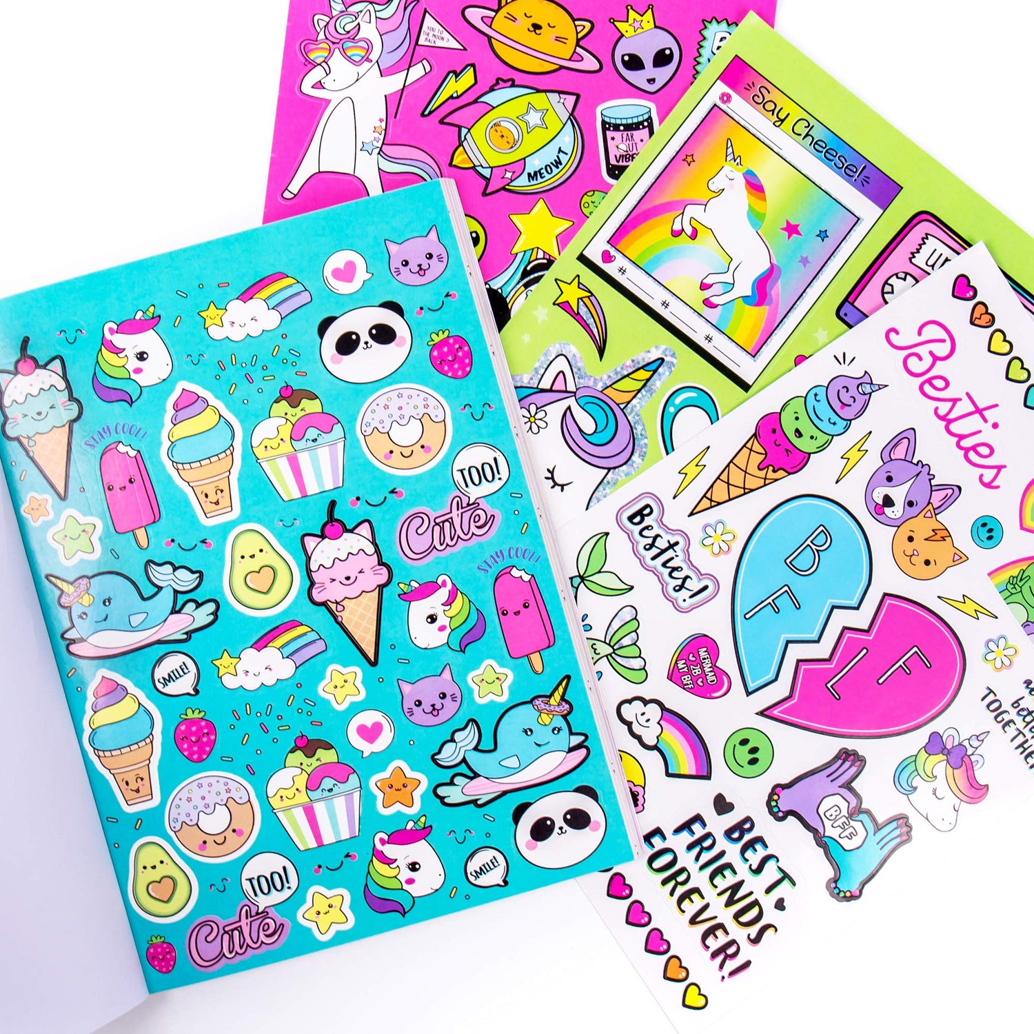 Just My Style 1500+ Stickers, Kawaii Y2K Sticker Book with Positivity Quotes, Sweet Treats, Unicorns, Fun Craft Stickers, for Girls Kids Teens Adults Just My Style