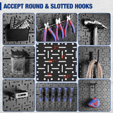 WORKPRO Metal Pegboard 16”x 32” Steel Panel with Round Holes & Vertical Slots 3-Pack, Black Heavy Duty Garage Peg Board Wall Pegboard for Wood WORKPRO