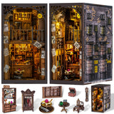 Wimlade DIY Book Nook Kit, Miniature Book Nook kit, Wooden 3D Puzzle Bookend Bookshelf Insert Decor, Halloween/Christmas Decorations/Gifts for Adults Wimlade