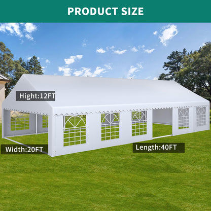 YITAHOME 20x40FT Party Tent Heavy Duty PVC Wedding Event Shelters White Upgraded Galvanized Ripple Canopy with Large Roof Removable Sidewalls & 4 - WoodArtSupply