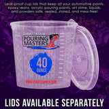 Pouring Masters 40 Ounce (1200ml) Graduated Plastic Mixing Cups (Box of 24) - Use for Paint, Resin, Epoxy, Art, Kitchen, Cooking, Baking - Pouring Masters