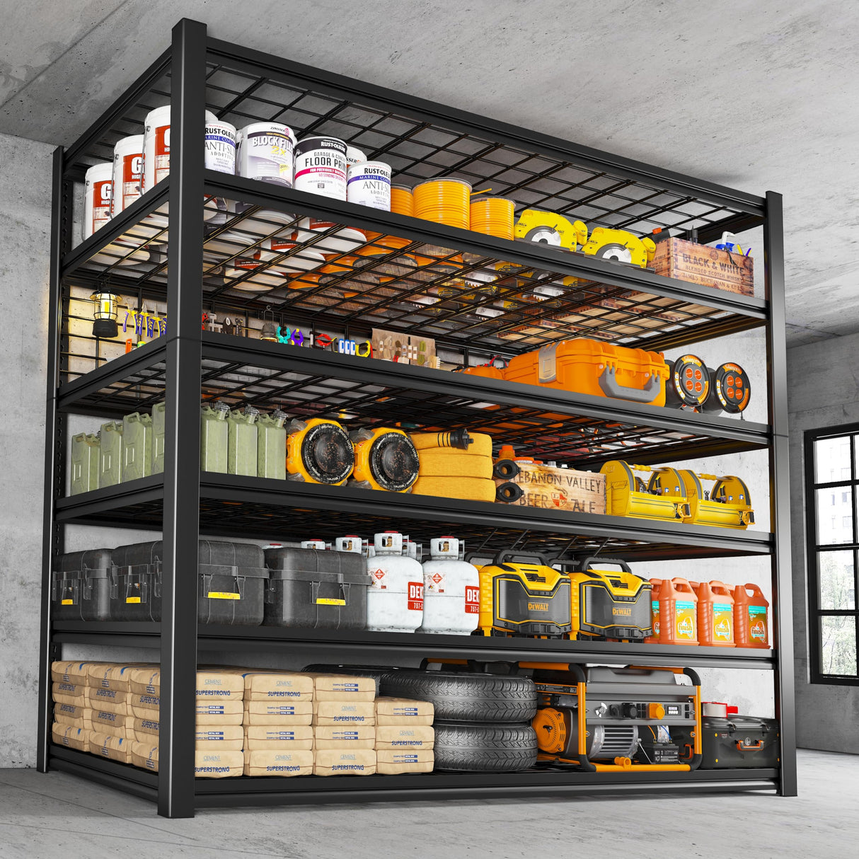 REIBII 84" H Garage Shelving, 6-Tier Garage Storage Shelves Heavy Duty Shelving Loads 3500LBS, 48" W Adjustable Garage Shelves Metal Shelving Storage REIBII