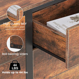 Frmobepts 6 Drawer Dresser, Wooden Dresser for Bedroom, 47" Metal Frame, Black Dresser, Natural Wooden Dresser Furniture, Storage Cabinet for Dining Frmobepts