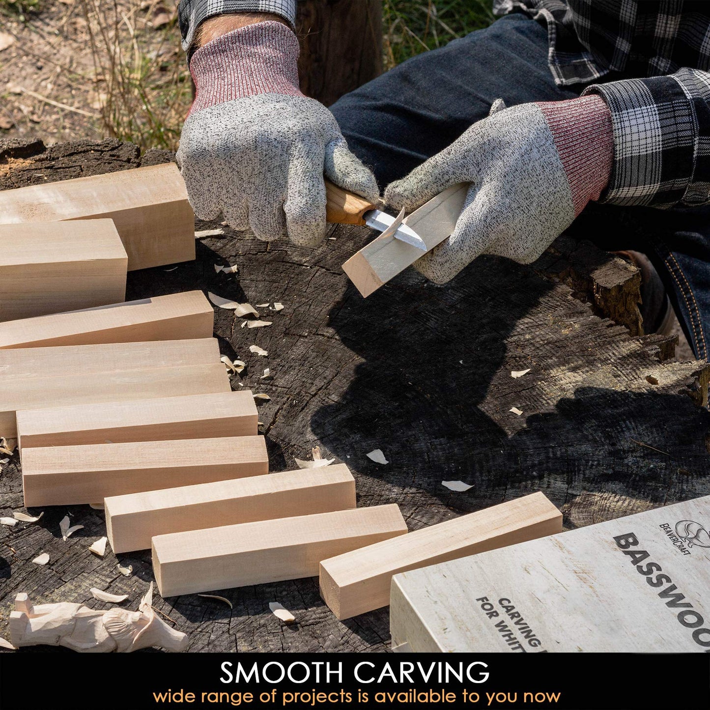 BeaverCraft Whittling Wood Carving Kit S15 Basswood Carving Blocks Set BW10 Wood Carving Tools Set Balsa Wood Blocks