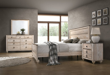 Roundhill Furniture Amerland Contemporary White Wash Finish 4-Piece Bedroom Set, Roundhill Furniture