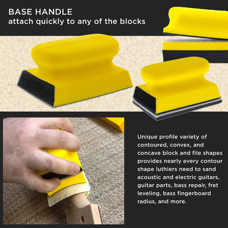 Dura-Gold Luthier Acoustic Guitar Master Woodworker Hand Sanding Block Set with 40 Sheet Hook & Loop Sandpaper Kit - Music Radius Repair Tools, Dura-Gold