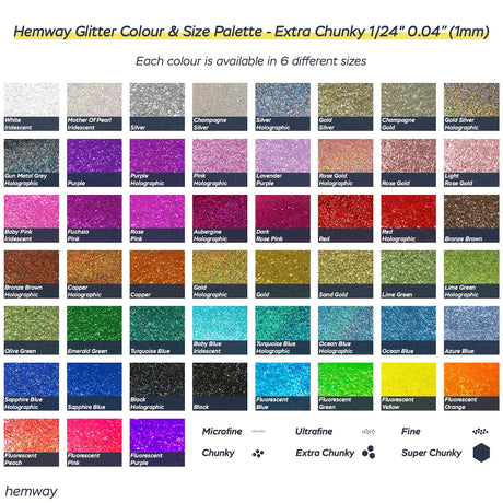 Hemway Polyurethane & Epoxy Resin Glitter 100g / 3.5oz Metallic Crystal Flake Additive for Flooring Jewelry Tumblers Glass Pigment - Extra Chunky Hemway