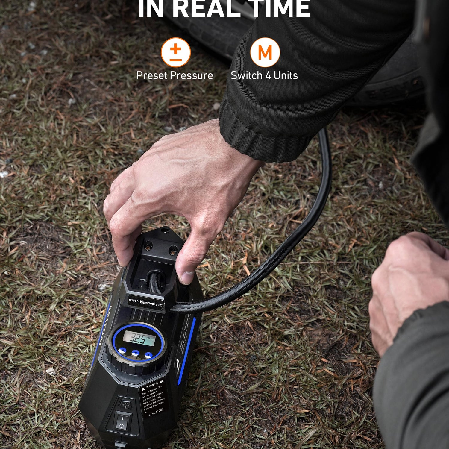 AstroAI Tire Inflator Portable Air Compressor Air Pump for Tires - Car Accessories, 12V DC Auto Pump with Digital Pressure Gauge, 100PSI with AstroAI