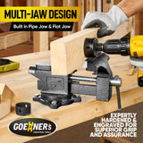 Bench Vise 6” - Table Vice For Workbench, Utility Vise with Heavy Duty Cast Iron, Multi-Jaw, 270 Degree Swivel Base, Larger Anvil, Easy Adjustment GOEHNER's