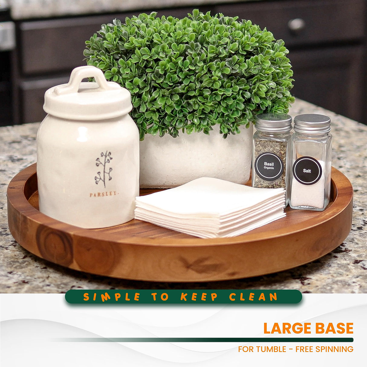 TIDITA 10" Acacia Lazy Susan Turntable for Table - Wooden Charcuterie Boards Cheese Board - Extra Large Lazy Susan Organizer - Kitchen Turntable for Tidita