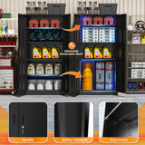 INTERGREAT Metal Garage Storage Cabinet with Lock, 72" H Storage Cabinets with Doors and Adjustable Shelves, Black Lockable Steel Supply Cabinet for INTERGREAT