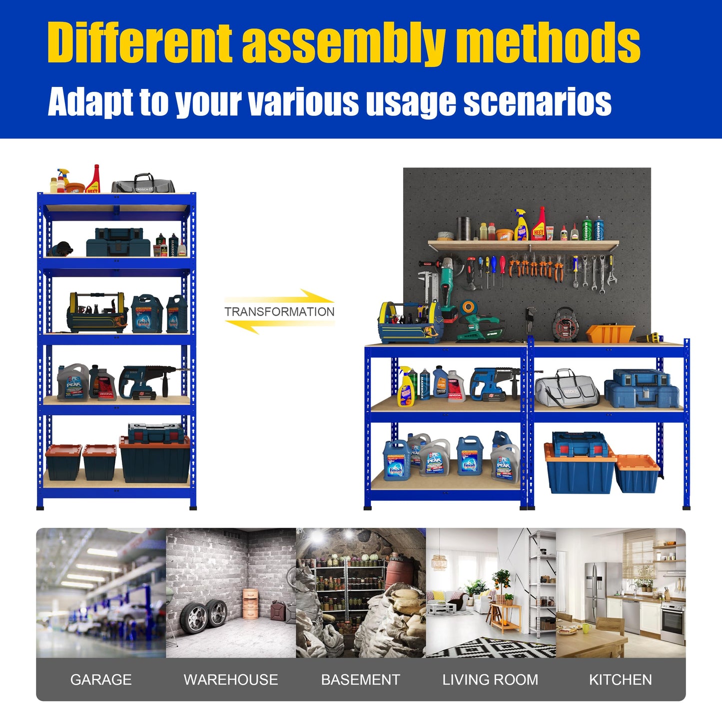 PrimeZone 16" D x 36" W x 72" H Heavy Duty Storage Shelves - 5 Tier Adjustable Garage Storage Shelving, Metal Storage Utility Rack Shelf Unit for - WoodArtSupply