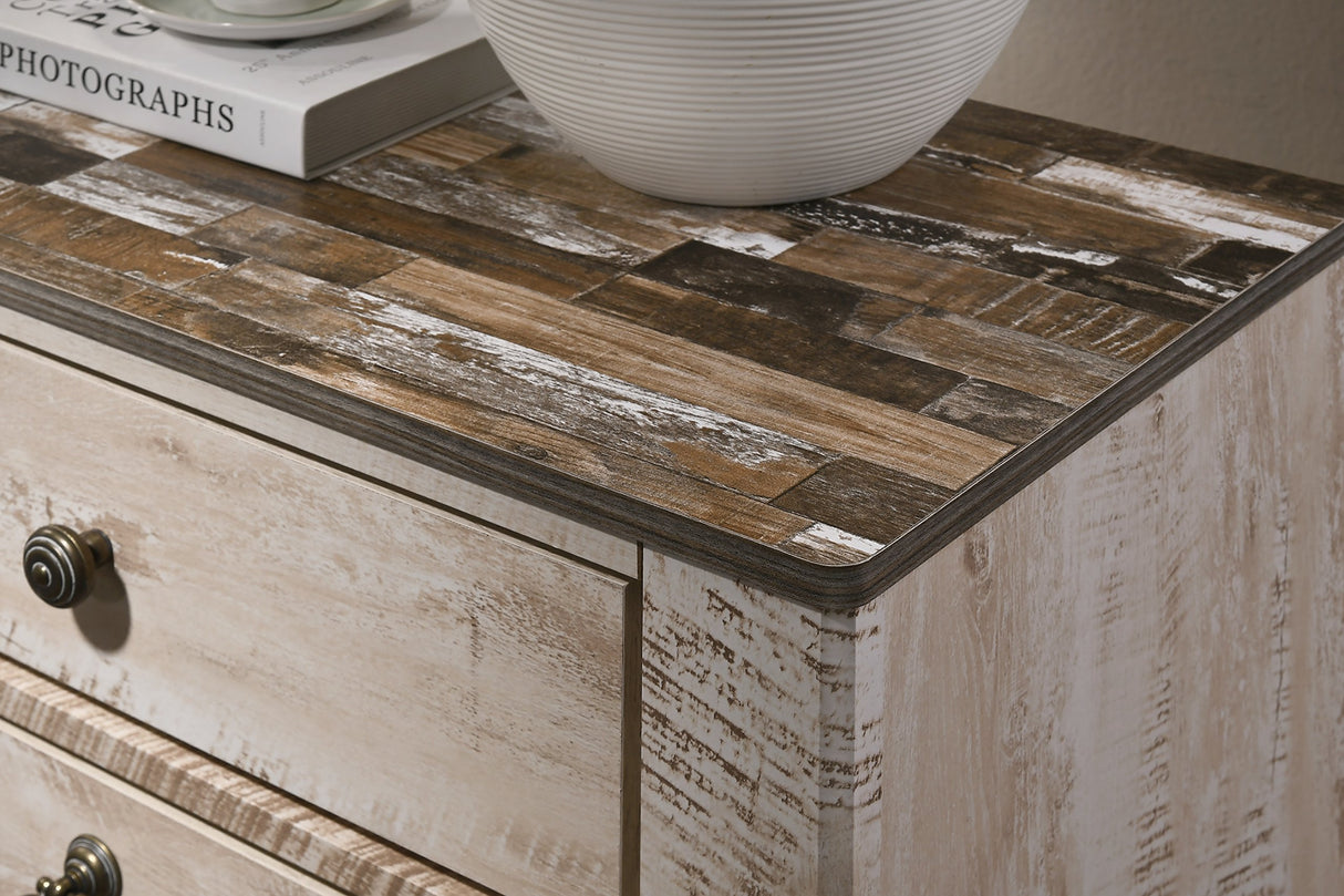 Roundhill Furniture Amerland Contemporary White Wash Finish 4-Piece Bedroom Set, Roundhill Furniture