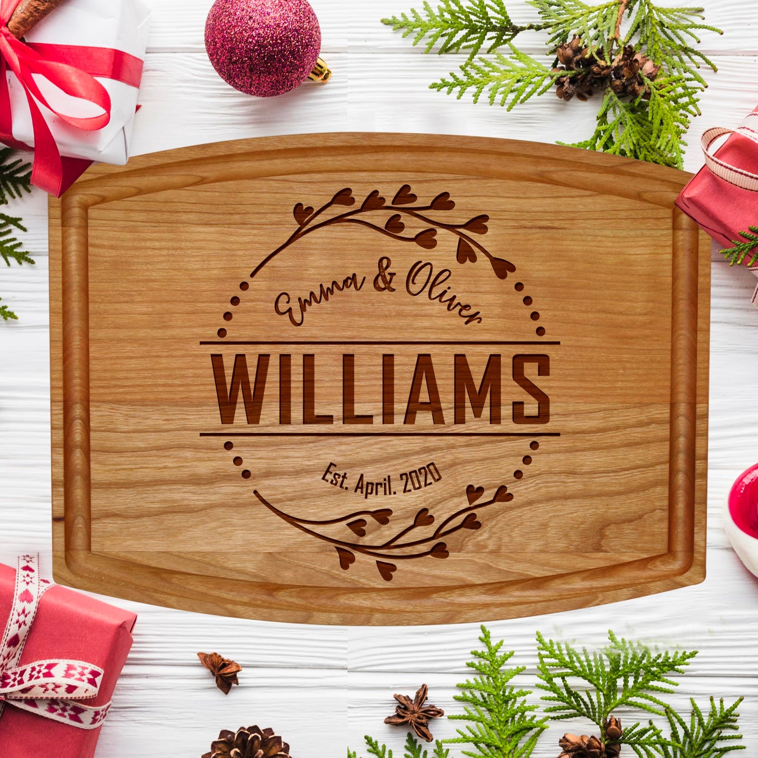 Silverhill Design Custom Wood Cutting Board Gift:Perfect Wedding & Anniversaries! Personalized Charcuterie Cheese Board for Couples, Friends, & Generic