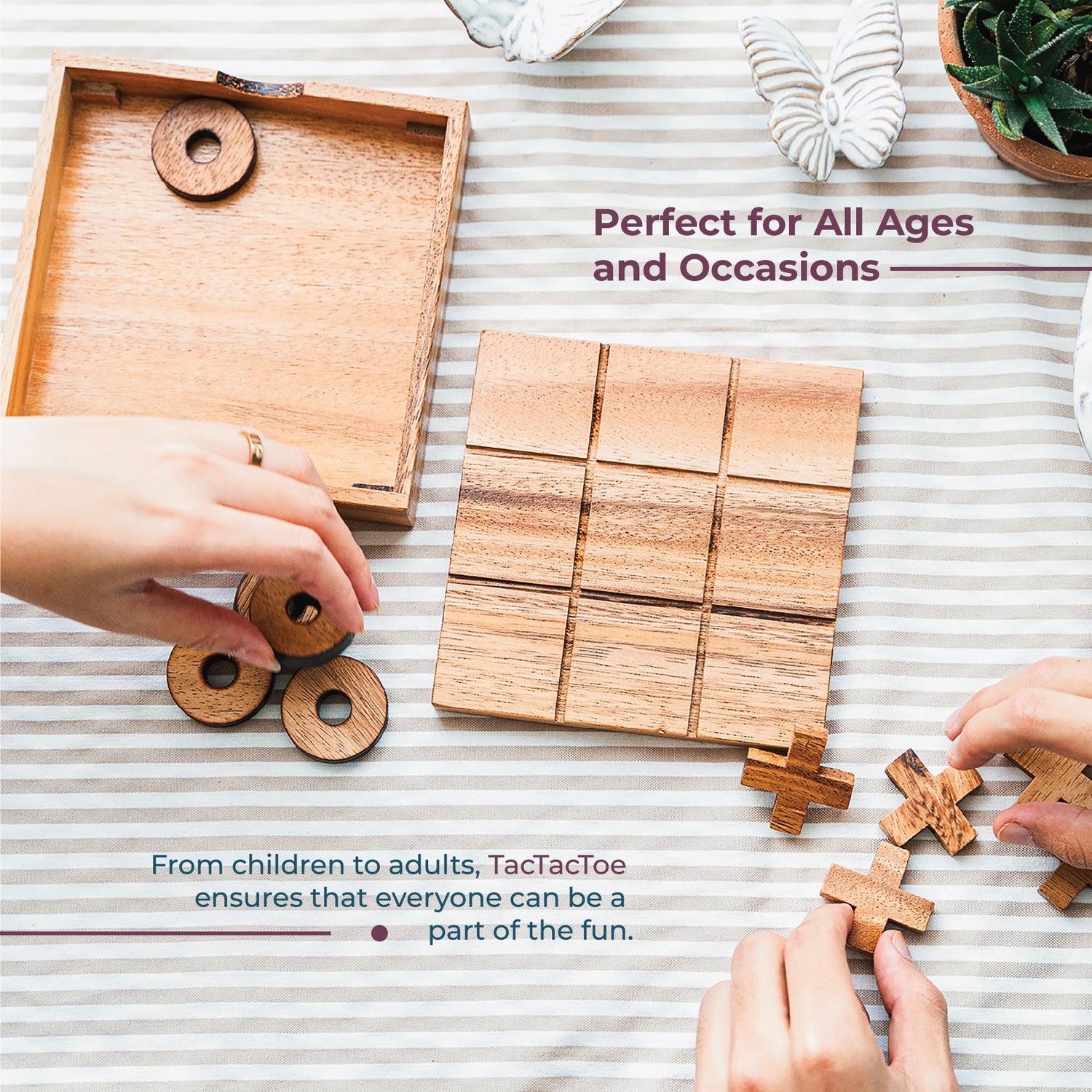 BSIRI Wooden Tic Tac Toe-Coffee Table Decor, Brain Teaser Puzzles for Adults, Unique Gifts for Kids, Classic Board Games for Adults and Family BSIRI