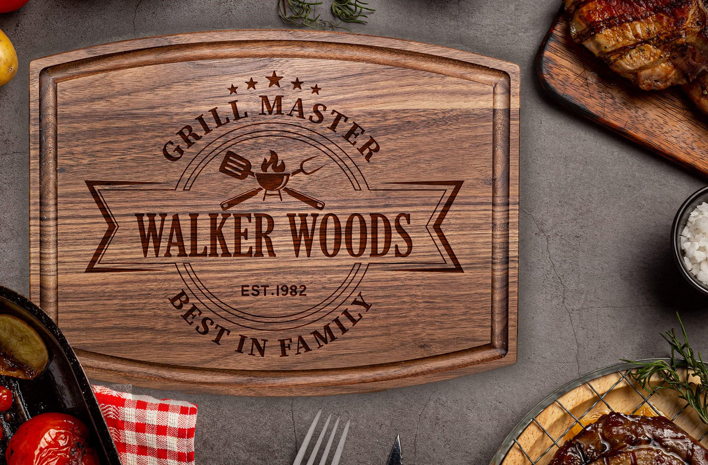 Tayfus Personalized Cutting Boards for Men - Customized Wood Meat Boards for Grill Masters - Unique Custom Gift Ideas for Father's Day, Christmas, - WoodArtSupply