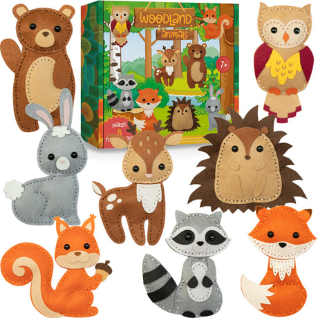 Craftorama Sewing Kit for Kids, Fun and Educational Animal Craft Set for Boys and Girls Age 7-12, Sew Your Own Felt Animals Craft Kit for Beginners, Craftorama