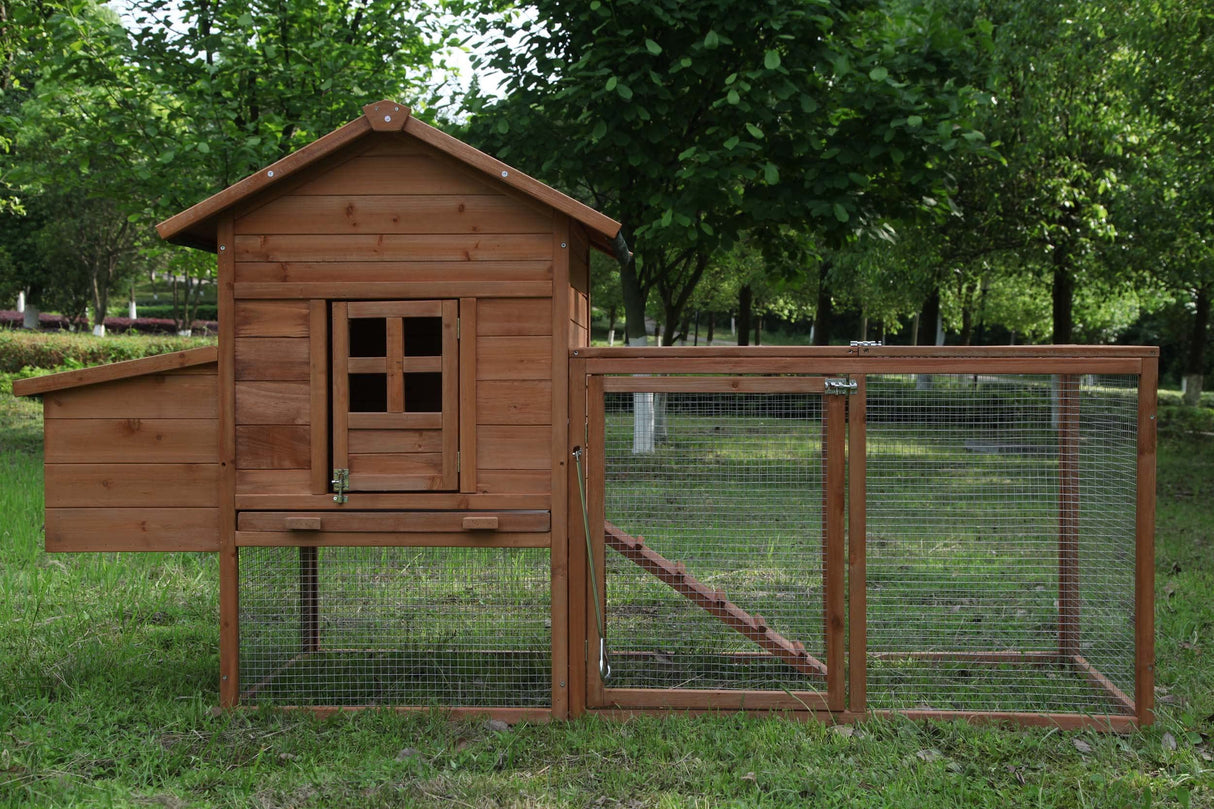 ECOLINEAR Chicken Coop for 2-4 Chickens Wooden Rabbit Hutch Outdoor Hen House Poultry Pet Coop Nest Box Garden Backyard Cage (80") ECOLINEAR