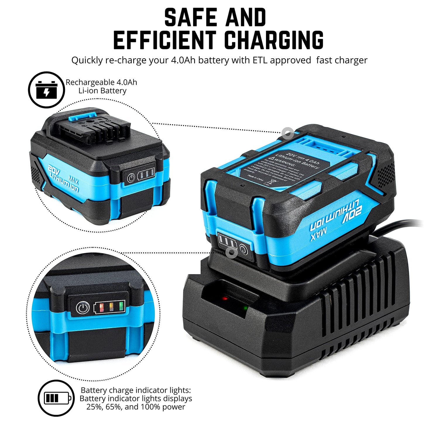 NEIKO 10882A Cordless Rotary Hammer Drill, Includes 20-Volt Li-ion Rechargeable Battery, Fast Charger, SDS Plus Hammer Drill, Heavy Duty Brushless Neiko