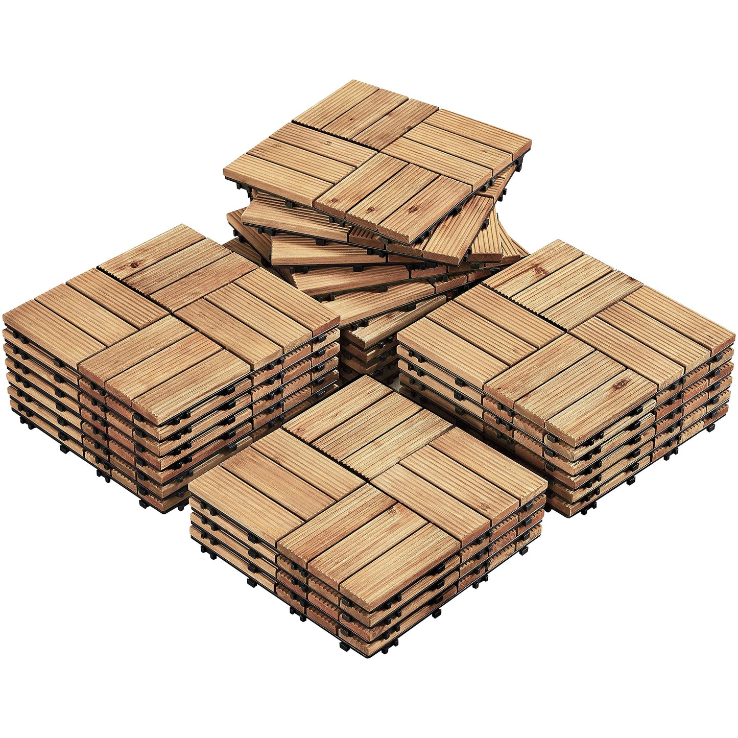 Yaheetech Patio Tiles Wooden Interlocking Deck Tiles 27PCS Garden Floor 12"x12"Indoor Outdoor Composite Decking for Porch Poolside Balcony Backyard1 - WoodArtSupply