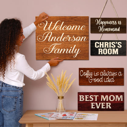 People Personalized Wood Signs for Home Decor Gifts - Customizable w/ 10 Font & 5 Color Options Customized Rustic Wooden Plaque Wall Decoration